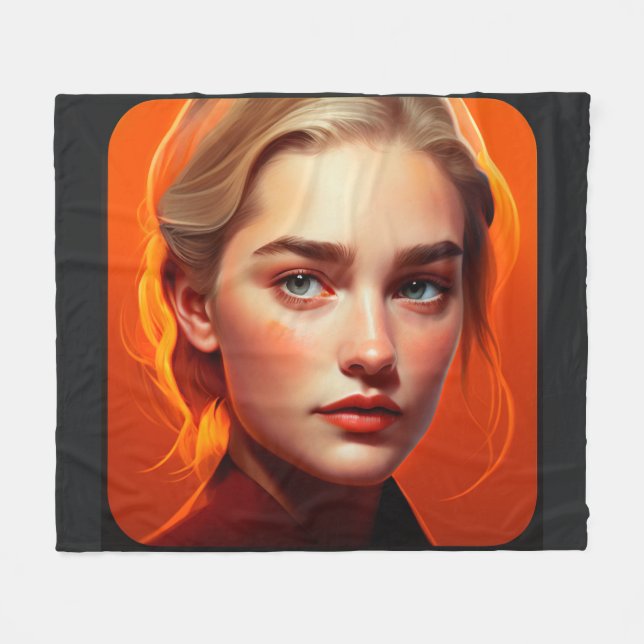 Girl with blue eyes fleecedecke (Vorderseite (Horizontal))