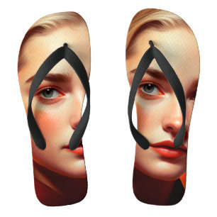 Girl with blue eyes flip flops