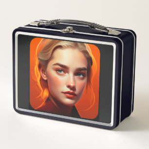 Girl with blue eyes metall brotdose