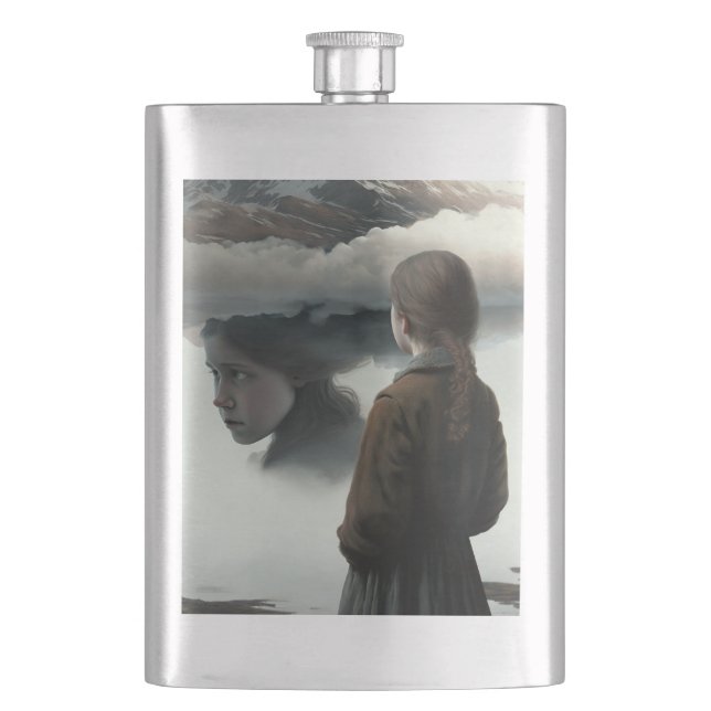 Girl with clouds flachmann (Vorderseite)