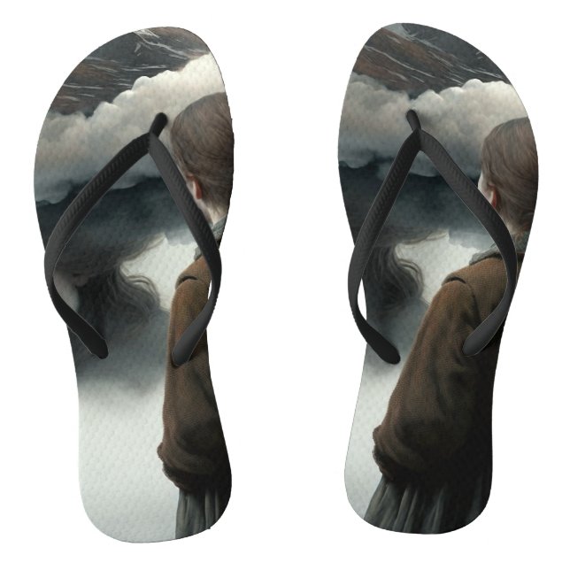 Girl with clouds flip flops (Fußbett)