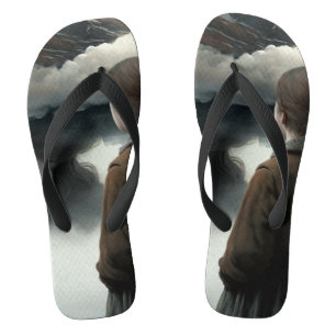 Girl with clouds flip flops