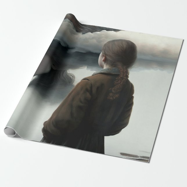 Girl with clouds geschenkpapier (Ungerollt)