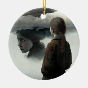 Girl with clouds keramik ornament
