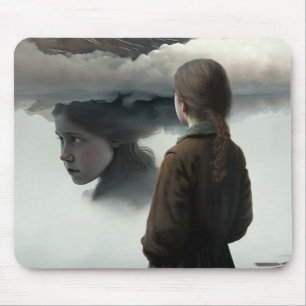 Girl with clouds mousepad