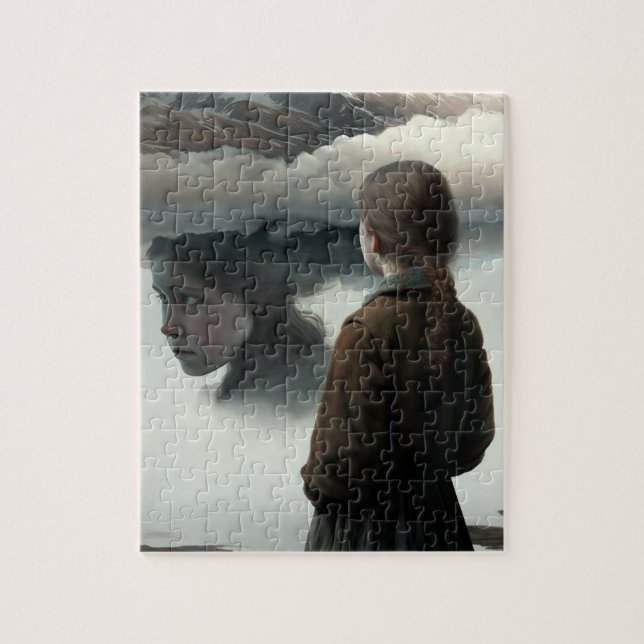 Girl with clouds puzzle (Vertikal)