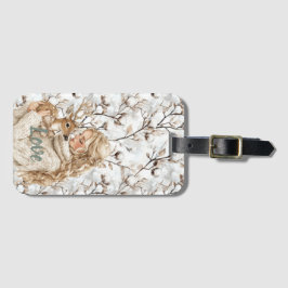 Girl with Deer Christmas Gepäckanhänger