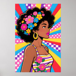 Girl with Flowers Pop Art Poster