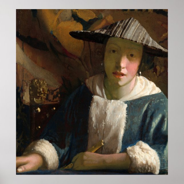 Girl with Flute - Johannes Vermeer Fine Art Poster (Vorne)