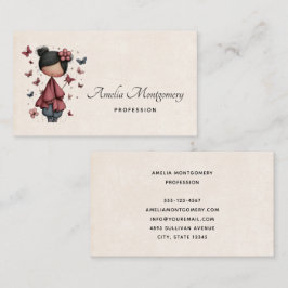 Girl with Magic Wand and Butterflies Visitenkarte