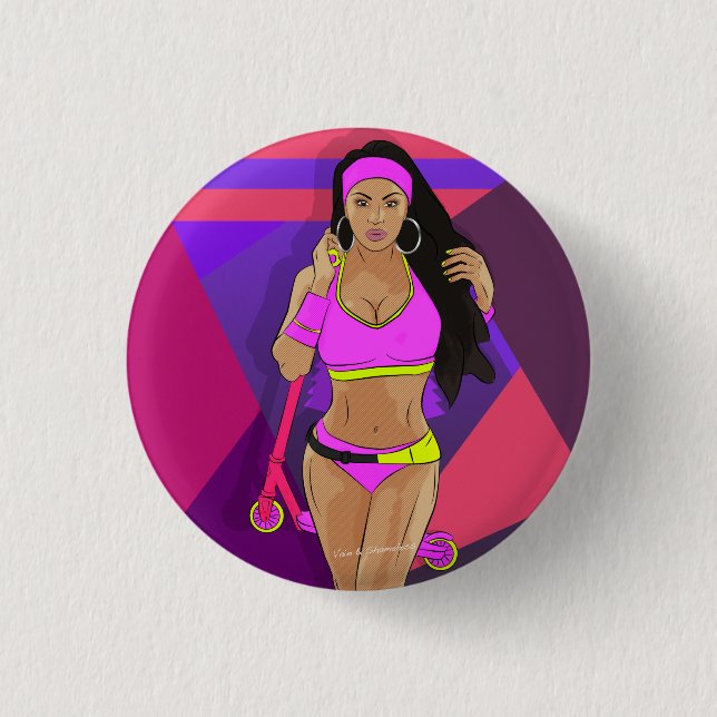 Girl with scooter button (Vorderseite)