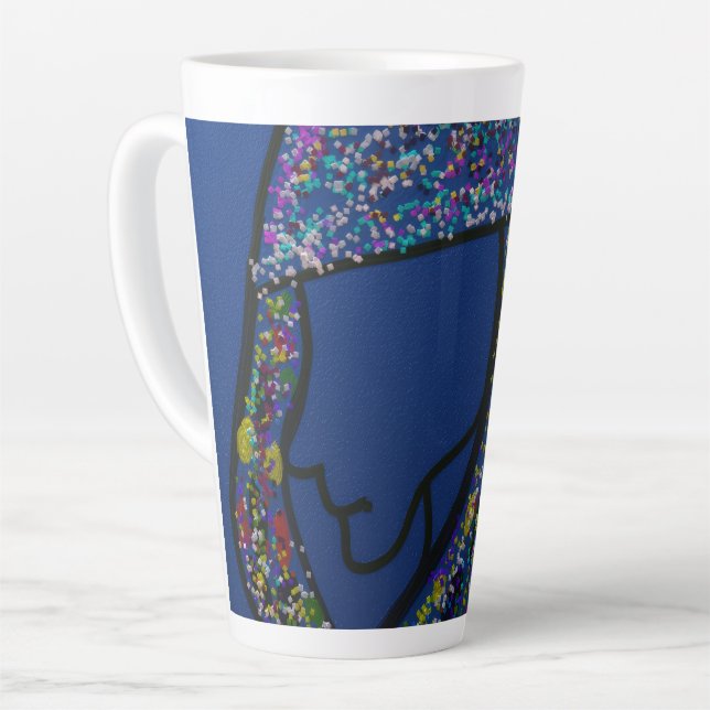 Girl with Spotted Glitter Print Hair  Milchtasse (Linke Ecke)