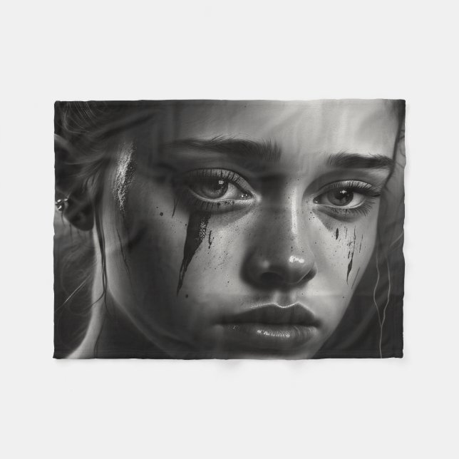 Girl with tears fleecedecke (Vorderseite (Horizontal))