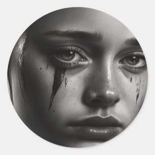 Girl with tears runder aufkleber