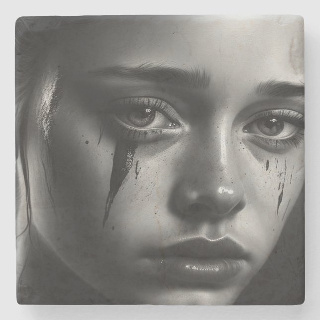Girl with tears steinuntersetzer (Vorderseite)