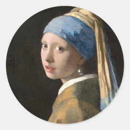 Girl with the pearl earring - Johannes Vermeer Runder Aufkleber