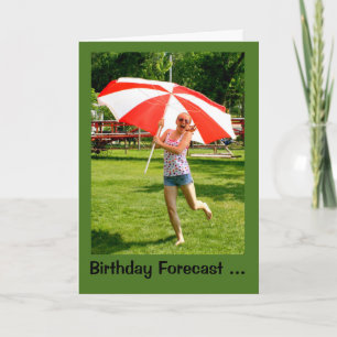 Girl With Umbrella 100% Chance of Birthday Fun Karte