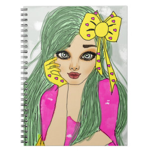 Girl with Yellow Ribbon Notebook (80 Seiten B&W) Notizblock