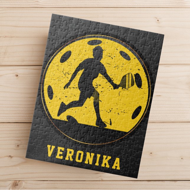 Girl Woman Pickleball Spieler Racketball Name Schw Puzzle (Von Creator hochgeladen)