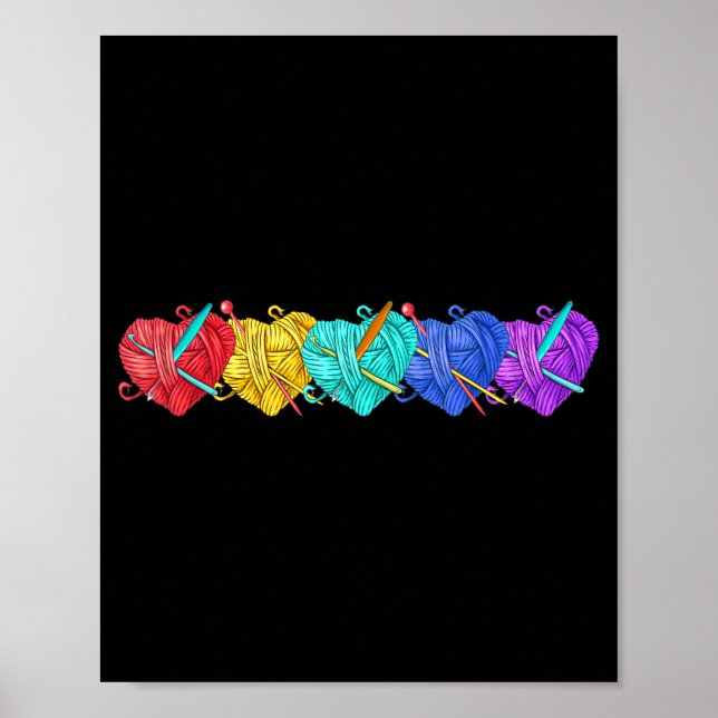 Girl Women's Yarn Crochet Knitting Funny Gift  Poster (Vorne)