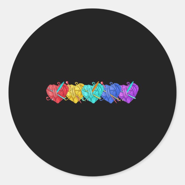 Girl Women's Yarn Crochet Knitting Funny Gift  Runder Aufkleber (Vorderseite)