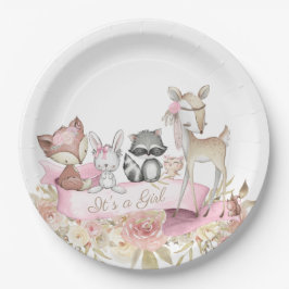 Girl Woodland Animal Baby Dusche Pappteller