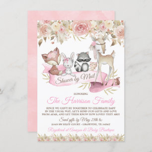 Girl Woodland Animals Mail Virtual Baby Dusche Einladung