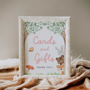 Girl Woodland Baby Shooter Cards and Gifts Poster