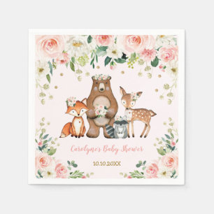Girl Woodland Baby Shower Forest Animals Geburtsta Serviette