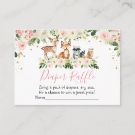 Girl Woodland Blush Floral Diaper Raffenkarte Begleitkarte