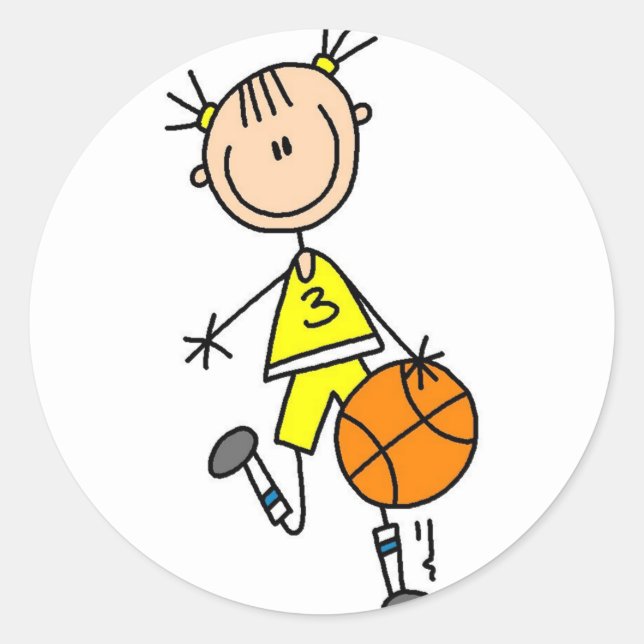 Girl Yellow Jersey Basketball Sticker (Vorderseite)