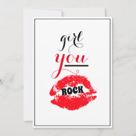 Girl You ROCK Nice Gesture Girls Red Lips Script Dankeskarte