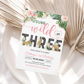 Girl Young wild und drei Geburtstag Einladung