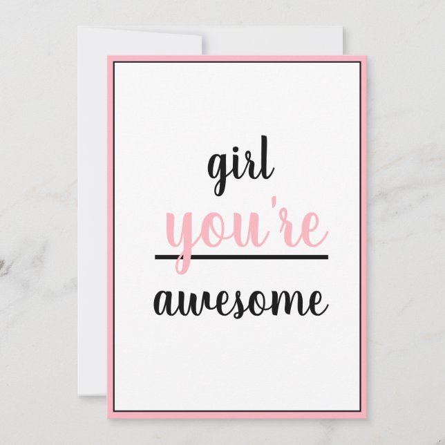  Girl You're Awesome Kind Gesture Girly Modern Dankeskarte (Vorderseite)