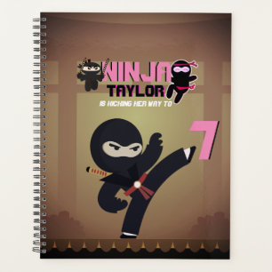 Girla NINJA kickt It Karate Warrior rosa Schwarz Planer
