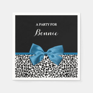 Girlaname Leopard Print Hübsch Blue Ribbon Bow Serviette
