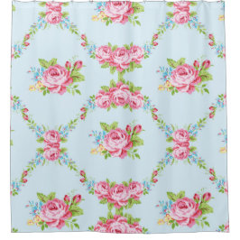 Girlande der Shabby Chic-Rosen, Blau, Duschvorhang