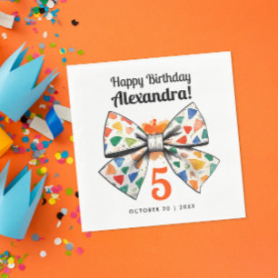 Girlande Moderne orange farbenfrohe Bow Name Water Serviette