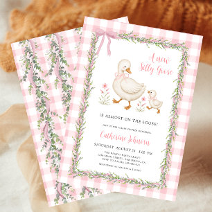 Girlande Silly Goose Rosa Gingham-Baby-Party  Einladung