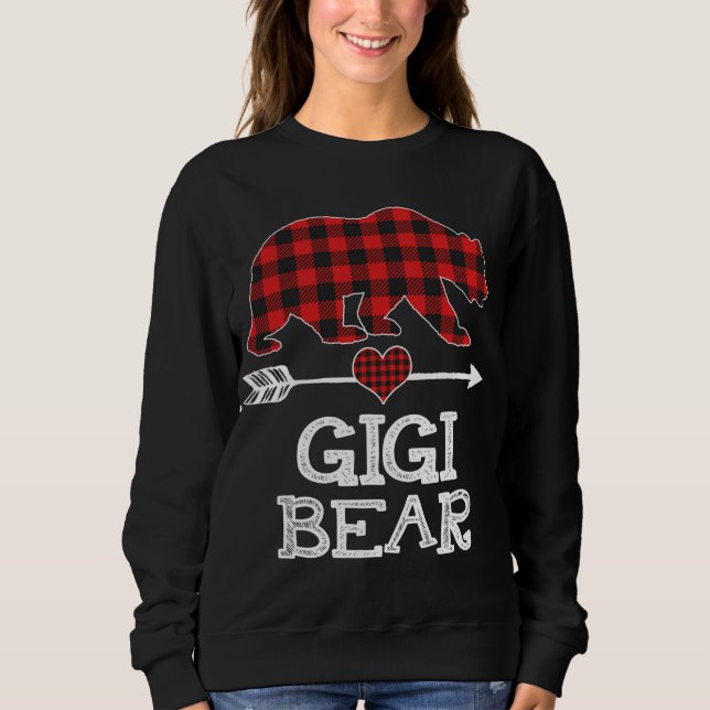 Girlfriend Bear Red Kariert Family Matching Christ Sweatshirt (Vorderseite)