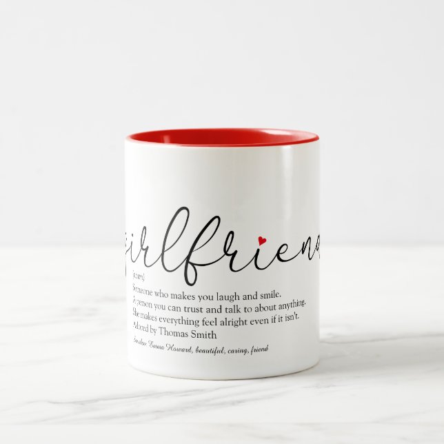 Girlfriend Definition Chic Script Liebe Herz Zweifarbige Tasse (Mittel)