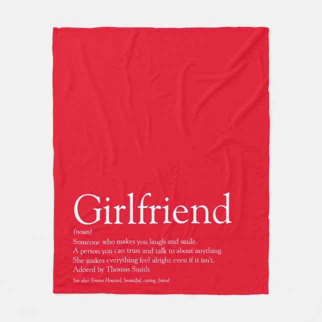 Girlfriend Definition Cool Fun Red Fleecedecke (Vorderseite)
