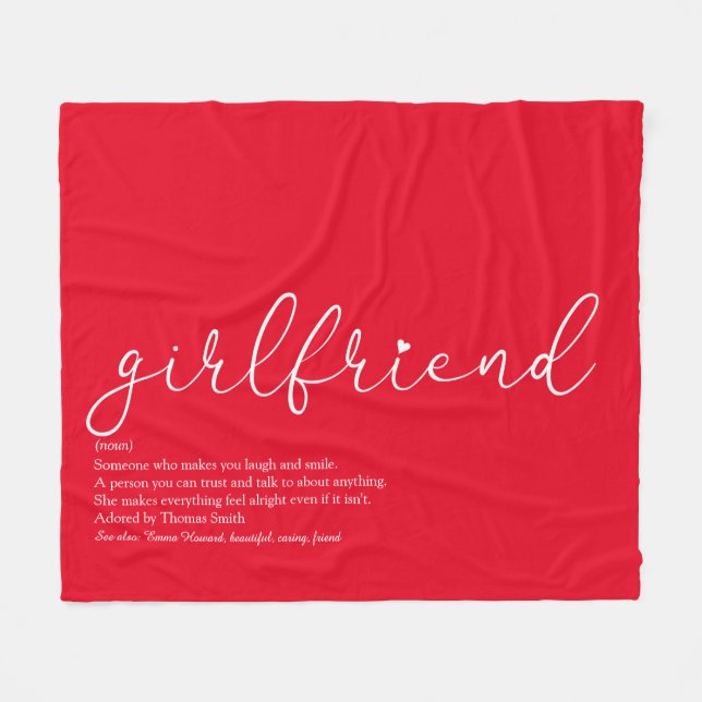 Girlfriend Definition Script Liebe Heart Red Fleecedecke (Vorderseite (Horizontal))