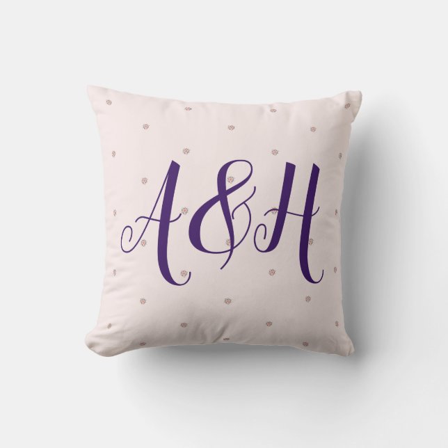 Girlfriend Ehefrau Elegante Floral Modern Monogram Kissen (Vorderseite)
