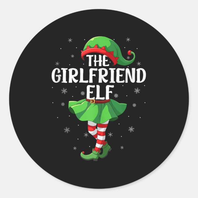 Girlfriend Elf Christmas Girls Women Elf Squad Xma Runder Aufkleber (Vorderseite)