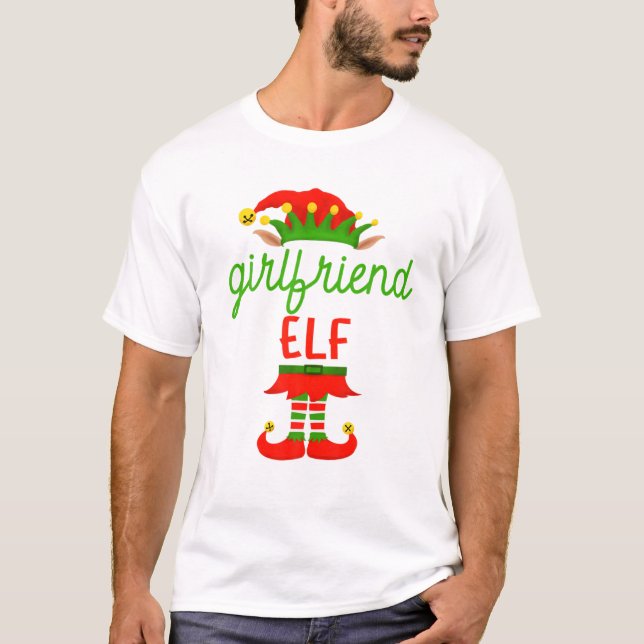 Girlfriend Elf Funny Matching Group Weihnachten Pa T-Shirt (Vorderseite)