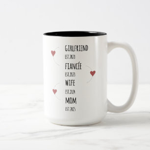 Girlfriend Fiancée Ehefrau Mama Custom Dates Zweifarbige Tasse