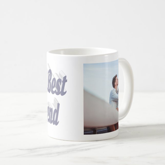 Girlfriend Foto Grautypografie Kaffeetasse (VorderseiteRechts)
