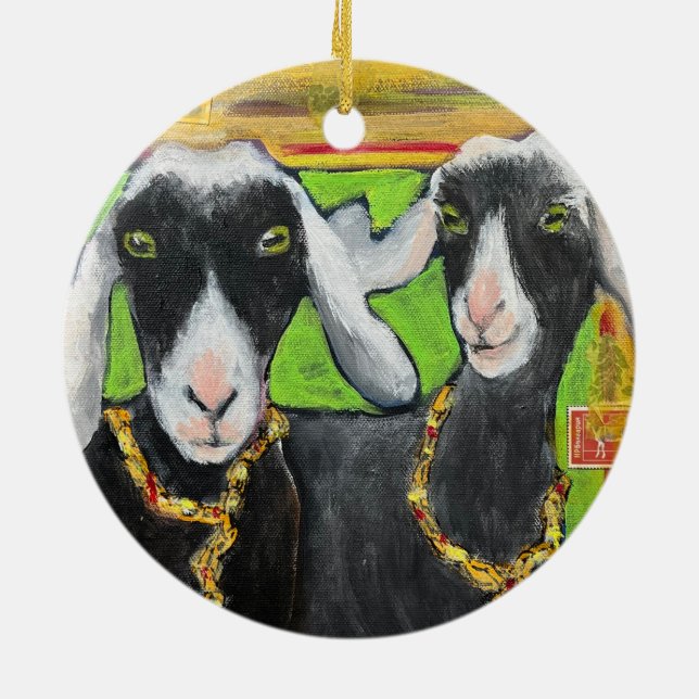 Girlfriend Goat Liebe Keramik Ornament (Hinten)