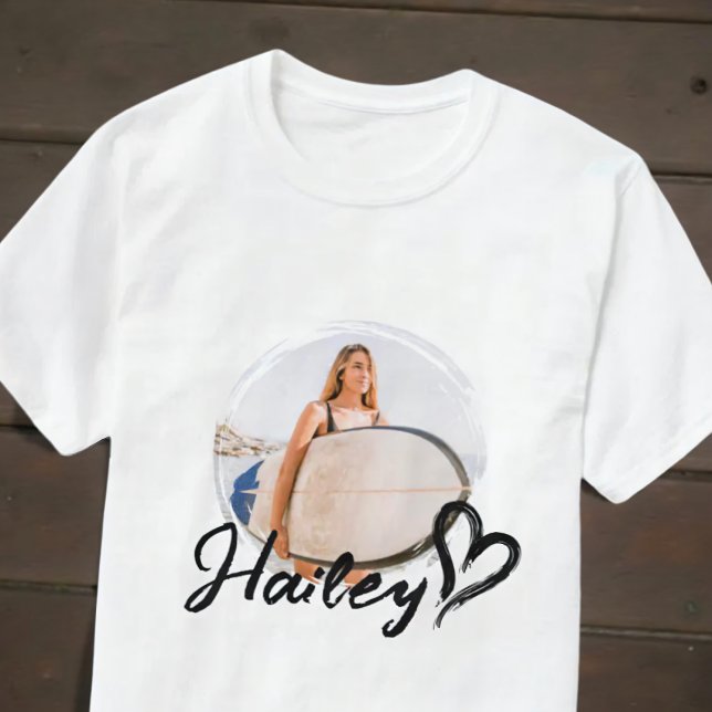 Girlfriend Simple Modern Grunge Heart Cool Photo T-Shirt (Von Creator hochgeladen)